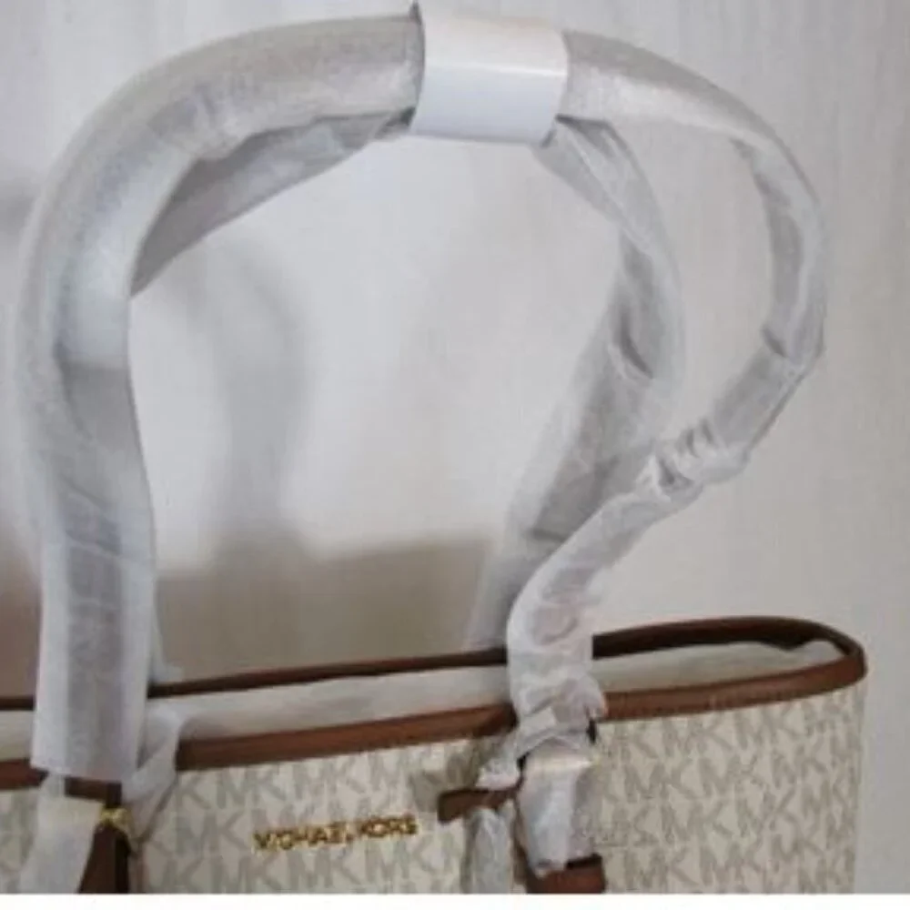 M Kors LARGE Jet Set Travel Tote Leather Trim NWOT